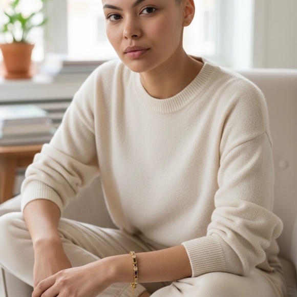 Hand Enameled Rainbow Amethyst, Ruby, Sapphire Bracelet in Gold - Picture 7 of 11